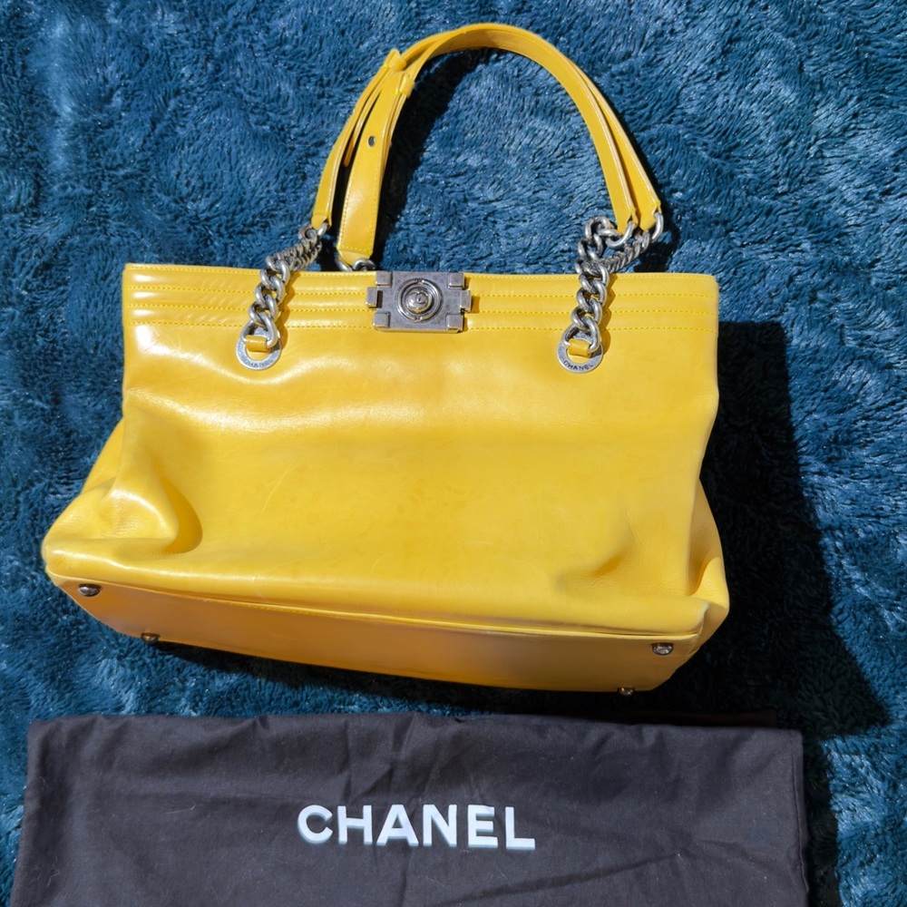 Chanel mustard  Leather Shoulder Bag